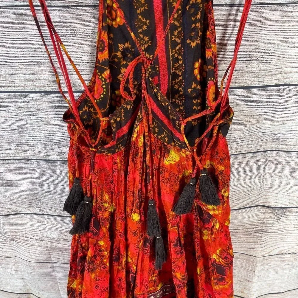Intimately Free People Casablanca Red Print Halter Dress Sz XS‎ - Picture 4 of 11